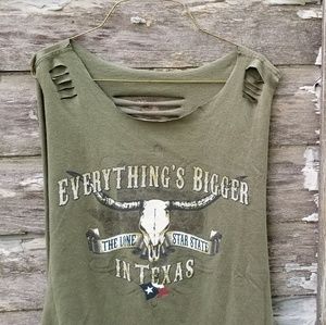 Bigger in TX Graphic Print Muscle Tee Upcycled